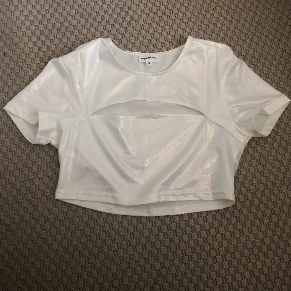 Metallic white crop top